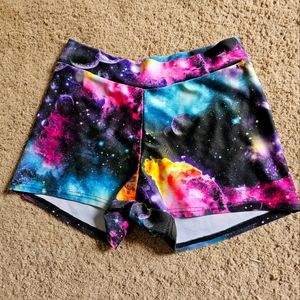 Coquetry Clothing Galaxy Cosmic Shorts UV reactive size small midrise